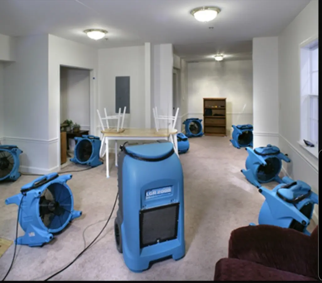 Air movers and dehumidifier setup for Water Extraction & Removal in Cortez